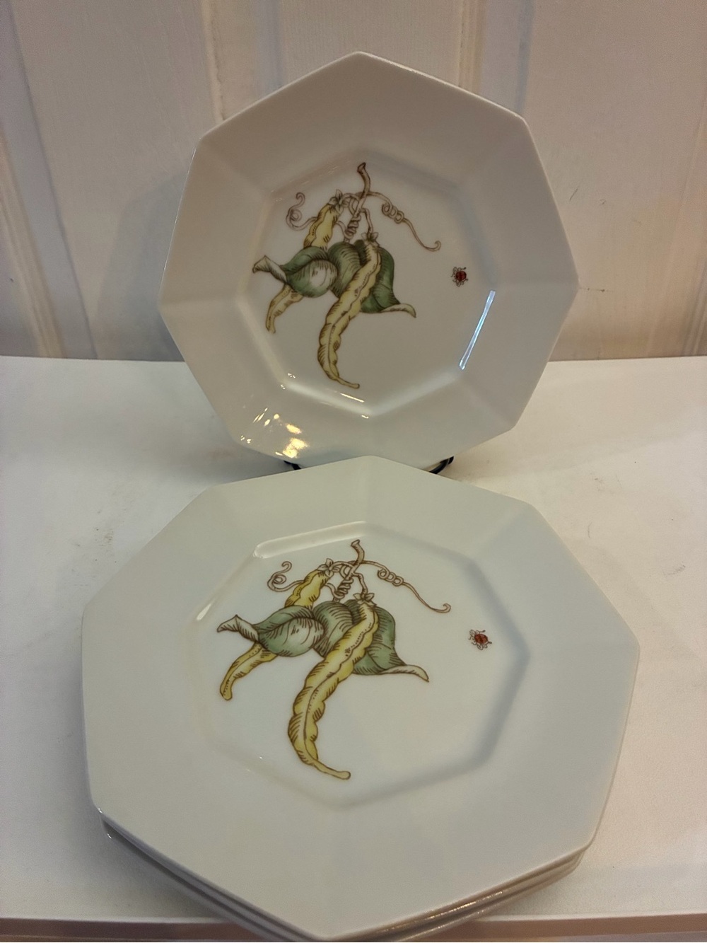 Vintage Fitz and Floyd Potager Octagonal Salad Plates - Set of 4 - Japan 1978